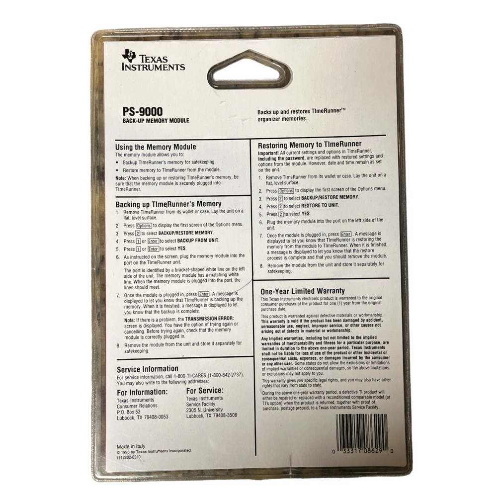 Texas Instruments PS-9000 Back-Up Memory Module For TimeRunner Organizers - Picture 6 of 6